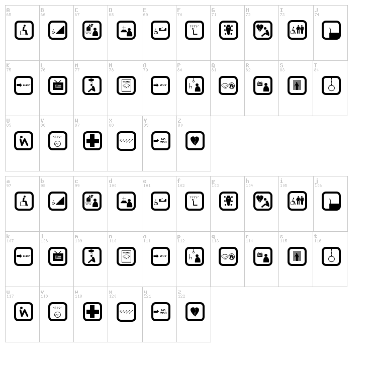 Depressive Icon font map